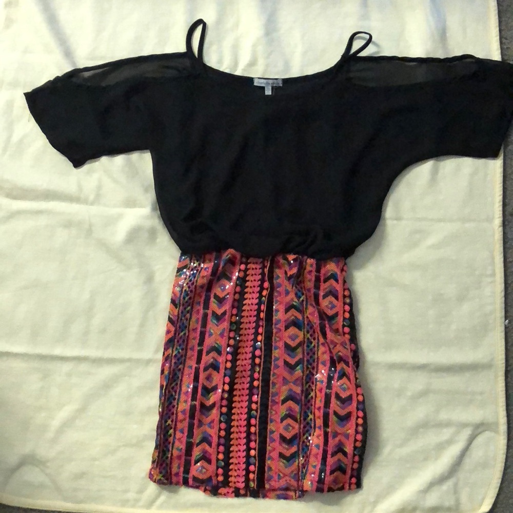 Black/multi sequins dress